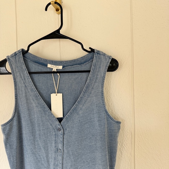 Z Supply Light Blue Sleeveless Button Tank - Picture 2 of 5